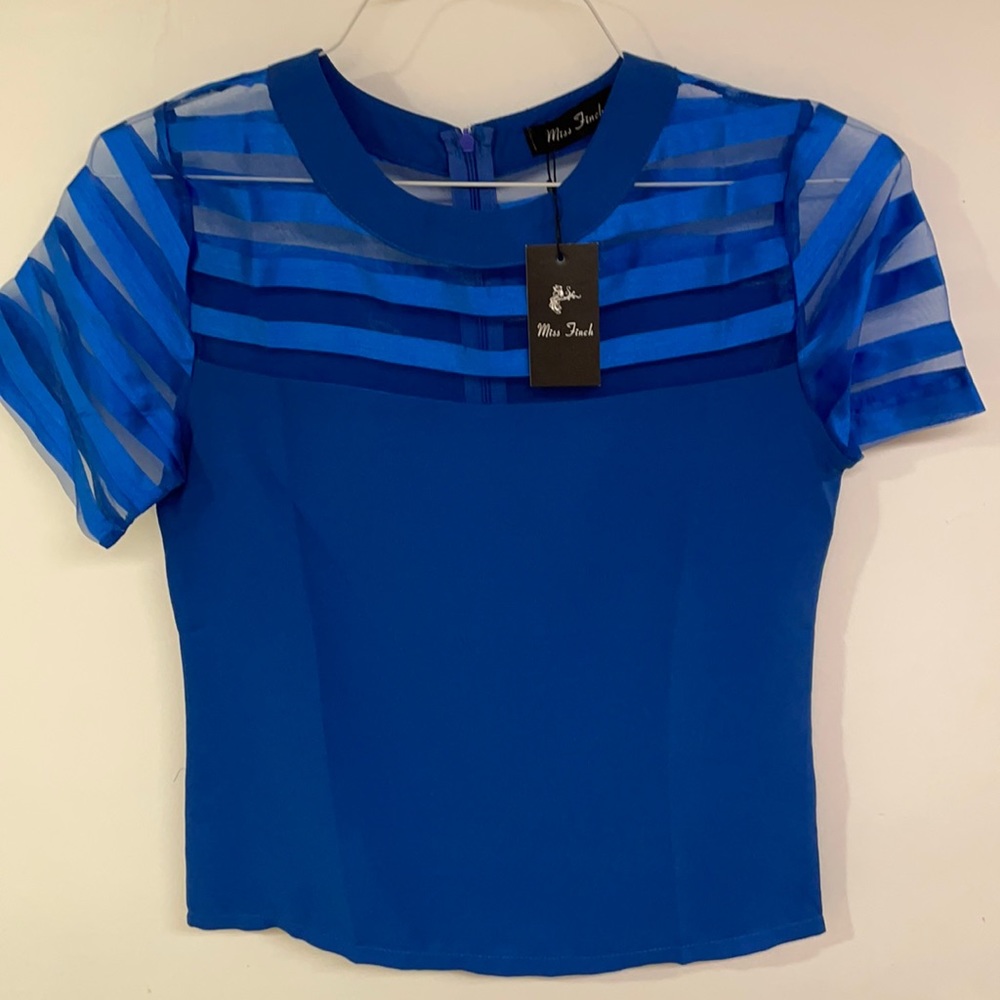Blue short sleeve blouse